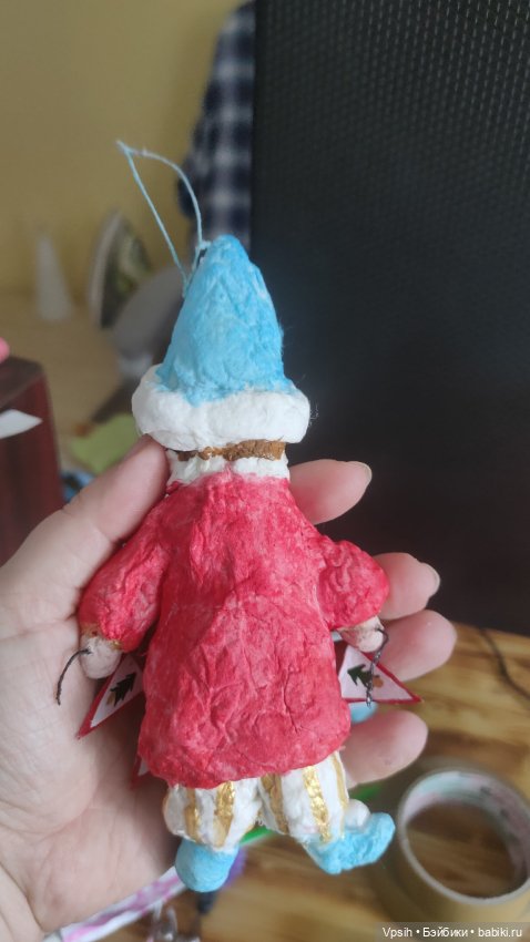 Ватные елочные игрушки клоуны в ретро стиле (фото 7)