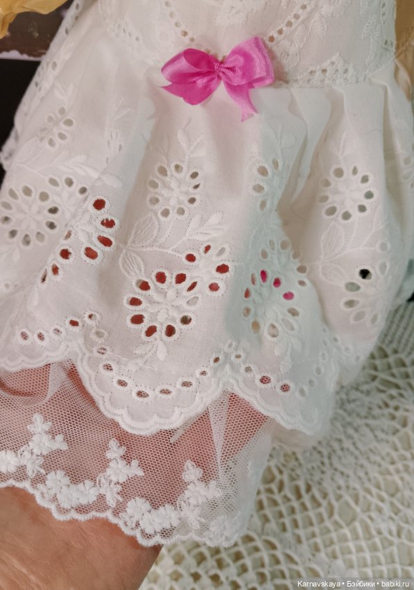 Комплект нижнего белья из панталончиков и рубашечки для антикварных кукол и реплик 54-60см роста