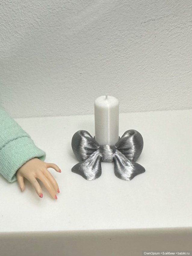 Серебряный бант со свечой 1/6 (фото 2)