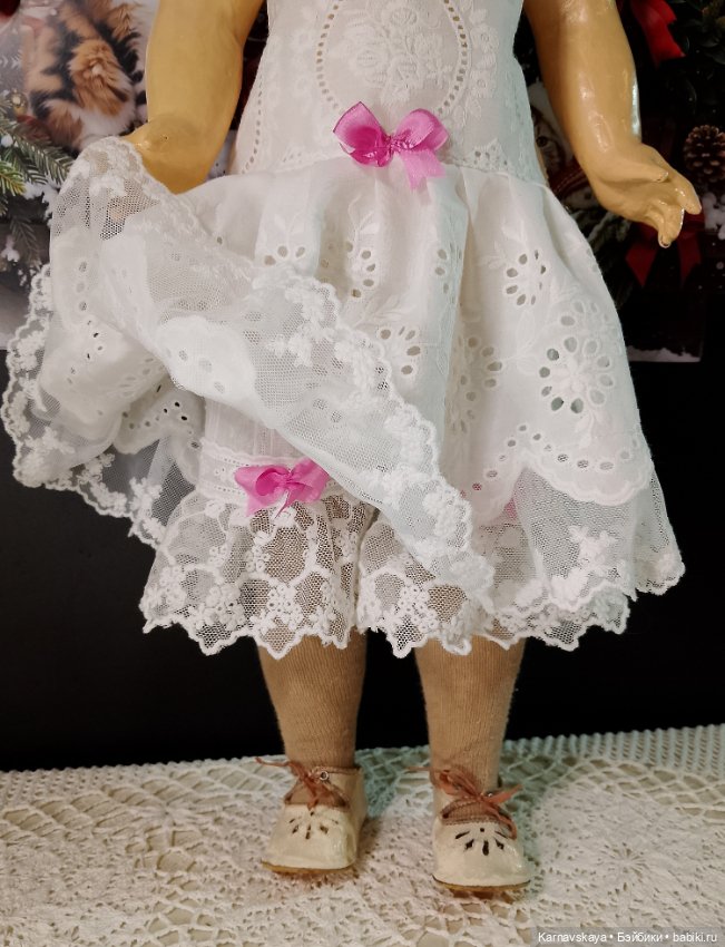 Комплект нижнего белья из панталончиков и рубашечки для антикварных кукол и реплик 54-60см роста (фото 4)