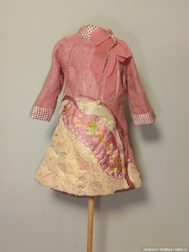 Платье лён на куклу БЖД 41 см тонер