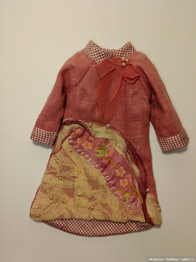 Платье лён на куклу БЖД 41 см тонер (фото 4)