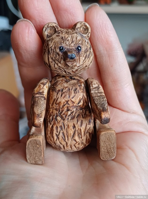 Мишка деревянный подвижный ручной работы (фото 7)