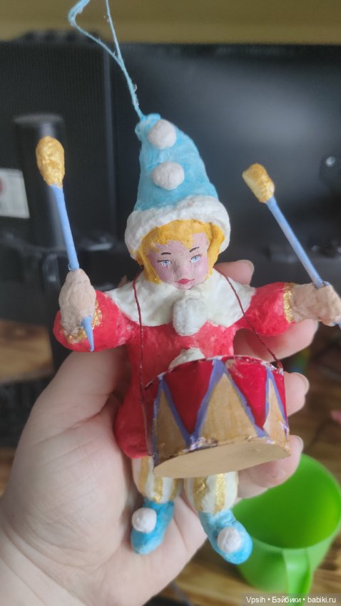 Ватные елочные игрушки клоуны в ретро стиле (фото 3)