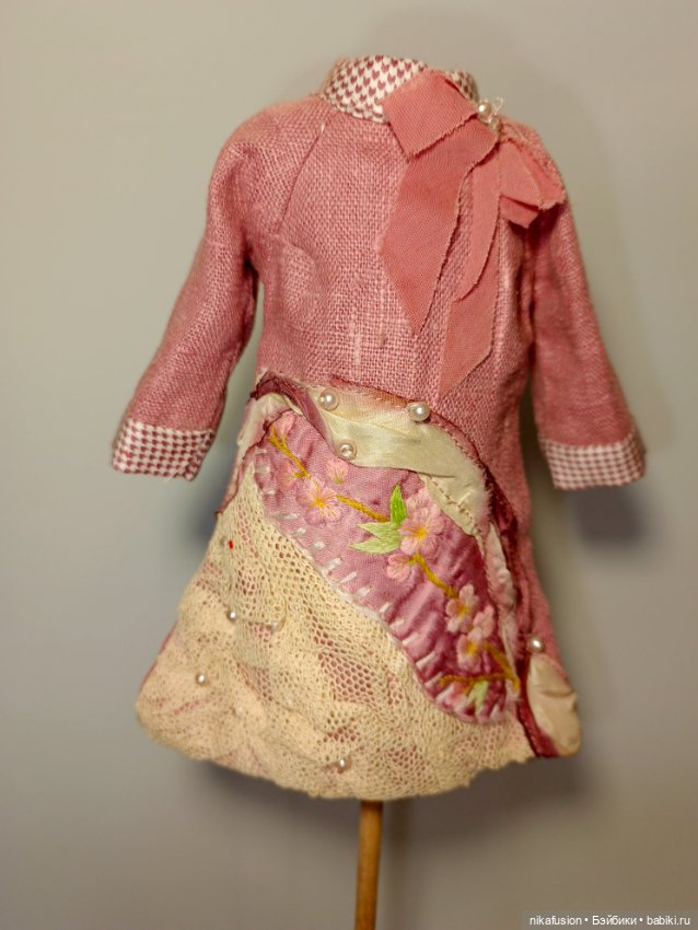 Платье лён на куклу БЖД 41 см тонер (фото 3)
