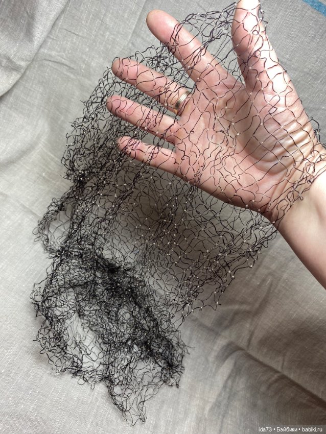 АНТИКВАРНАЯ ШЛЯПНАЯ ВУАЛЬ 80 х 30 см черная с белыми мушками (фото 5)