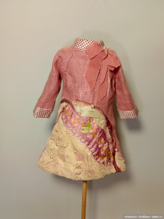 Платье лён на куклу БЖД 41 см тонер (фото 2)