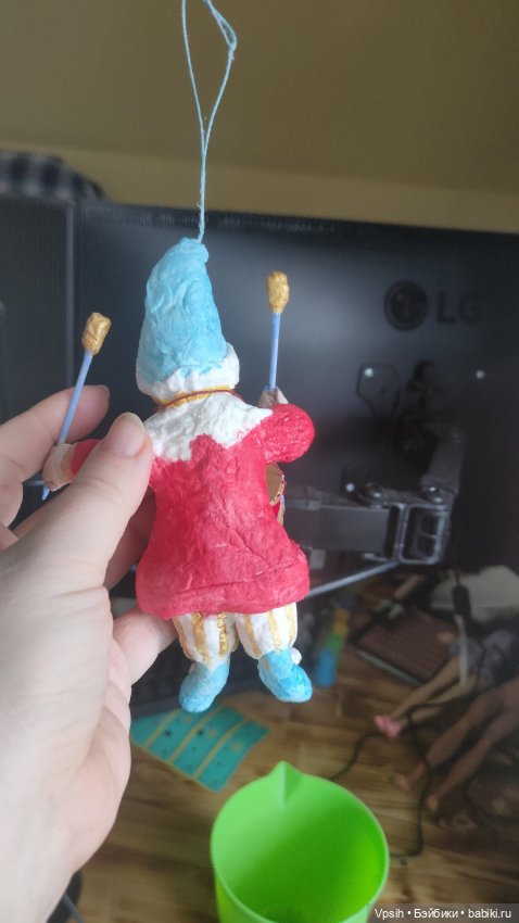 Ватные елочные игрушки клоуны в ретро стиле (фото 4)