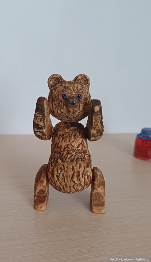 Мишка деревянный подвижный ручной работы (фото 4)