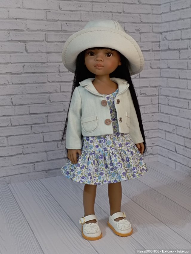 Пиджак, сарафан, шляпа для кукол Паола Рейна 32-34 см