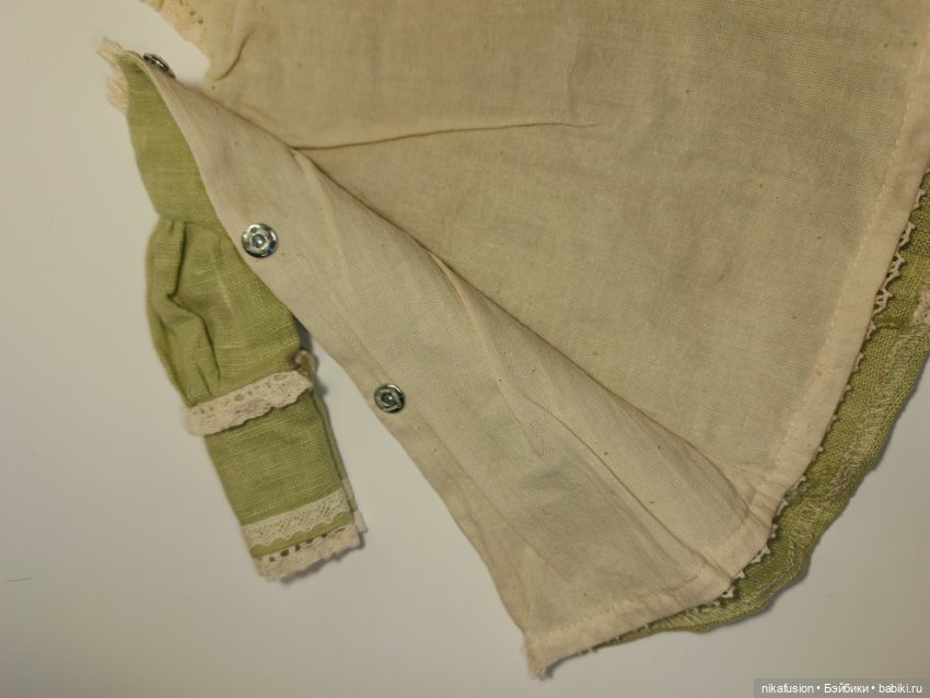 Платье лен на антикварную или винтажную куклу рост 40 см (фото 8)