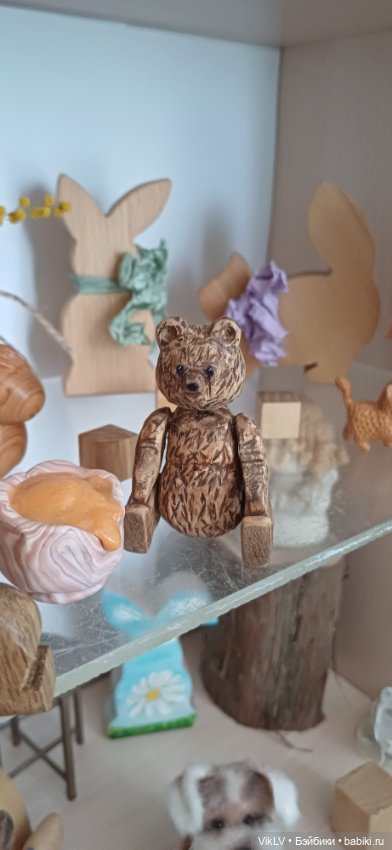 Мишка деревянный подвижный ручной работы (фото 8)