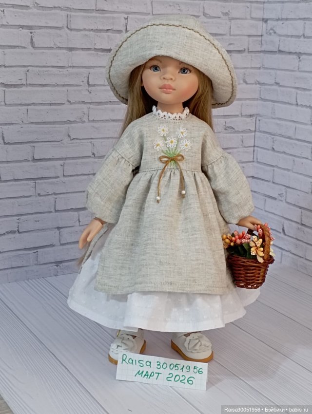 Платье , шляпа для кукол Паола Рейна 32-34 см (фото 3)