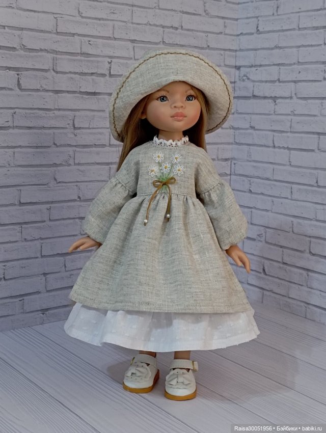 Платье , шляпа для кукол Паола Рейна 32-34 см (фото 4)