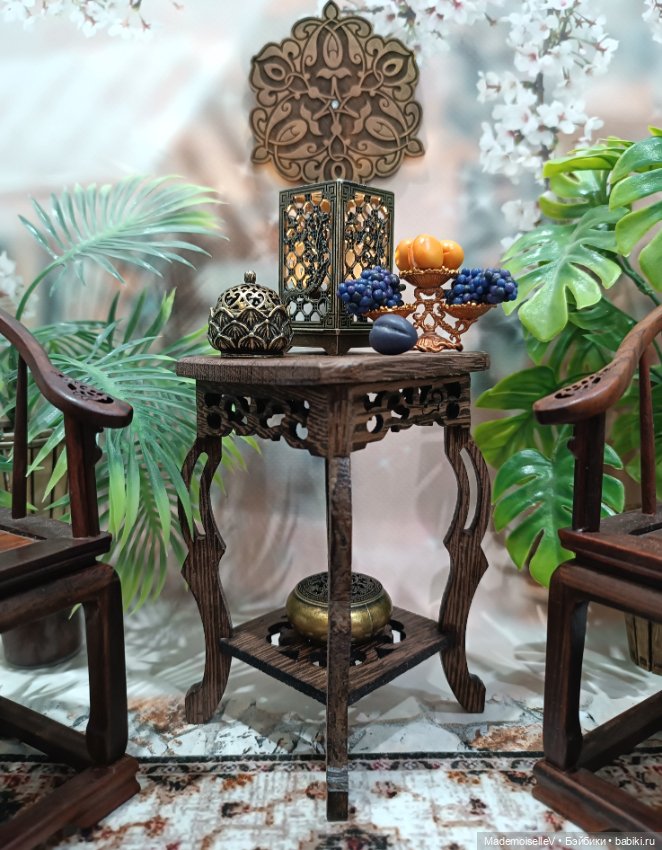 Кофейный столик натуральное дерево резное (фото 3)