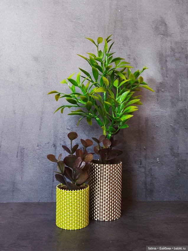 Комнатные растения в кашпо для кукольного интерьера (фото 4)