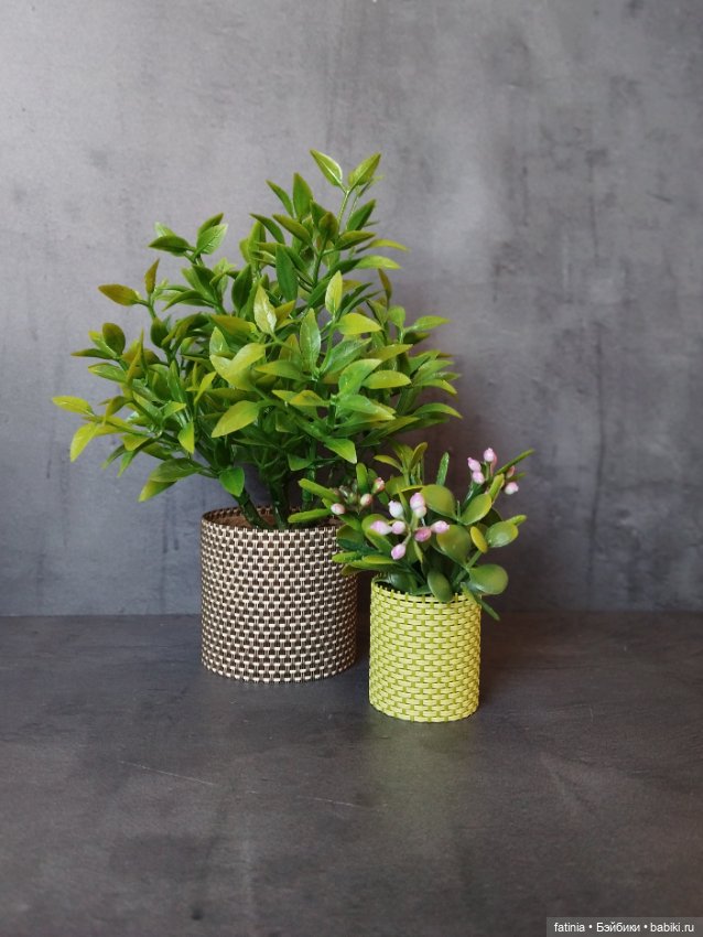 Комнатные растения в кашпо для кукольного интерьера (фото 3)