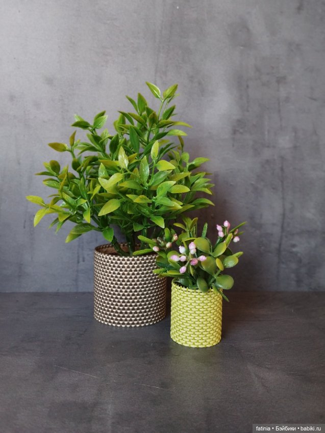 Комнатные растения в кашпо для кукольного интерьера (фото 2)
