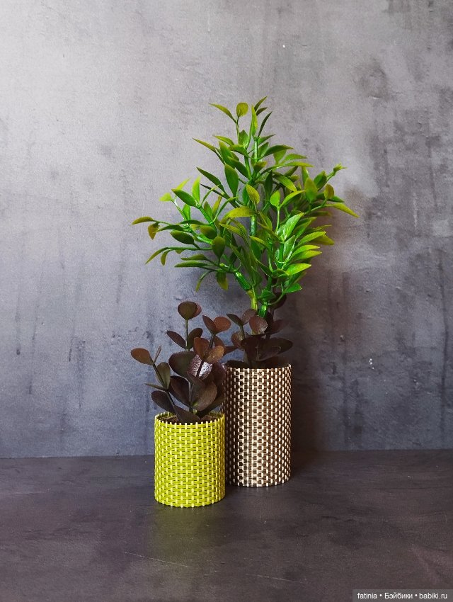 Комнатные растения в кашпо для кукольного интерьера (фото 5)
