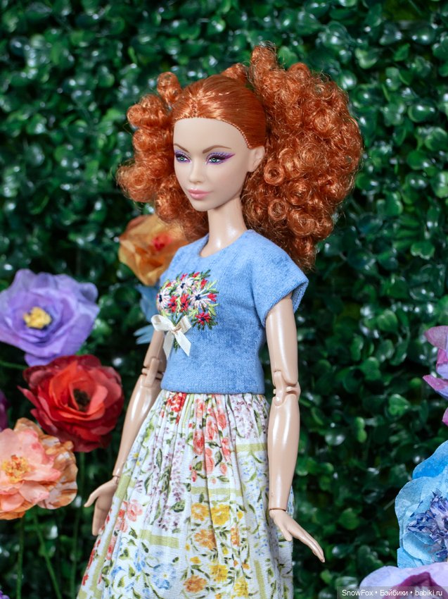 Платье "Букет" с вышивкой для Barbie (стандарт,высокая),bjd (фото 4)