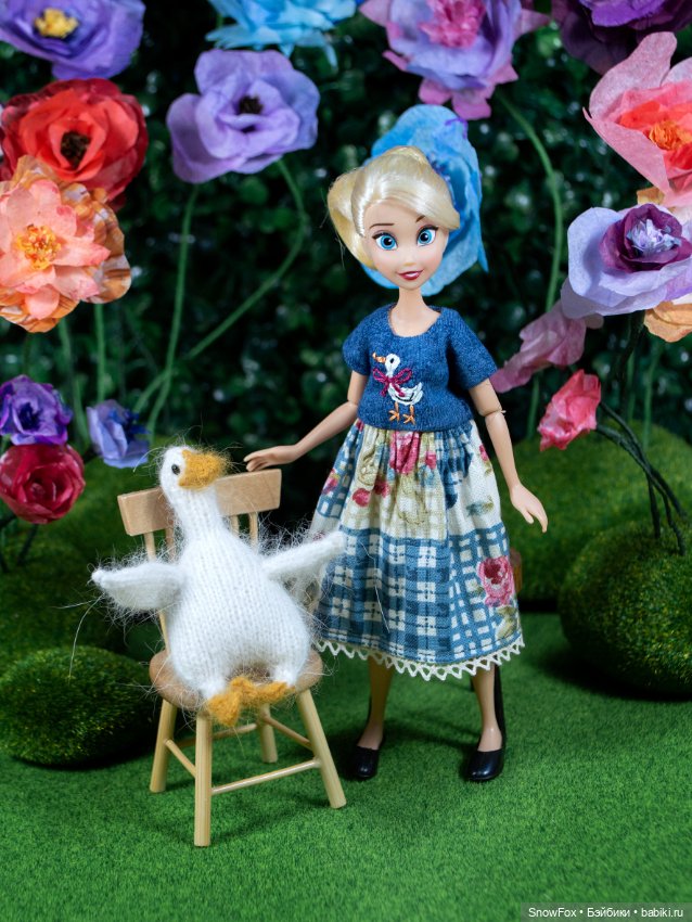 Платье "Гусь" с вышивкой для пижамных принцесс, бжд