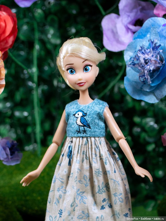 Платье "Птичка" с вышивкой для пижамных принцесс, бжд