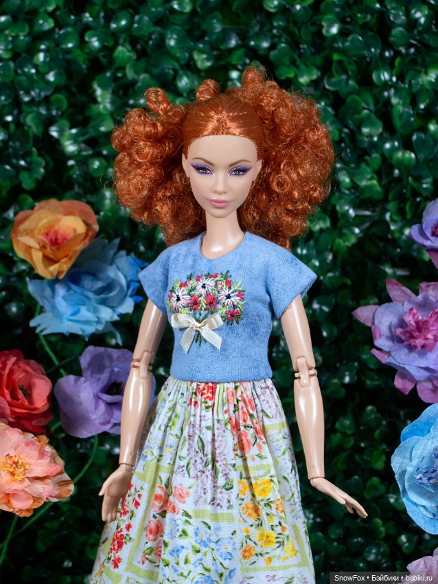 Платье "Букет" с вышивкой для Barbie (стандарт,высокая),bjd (фото 2)