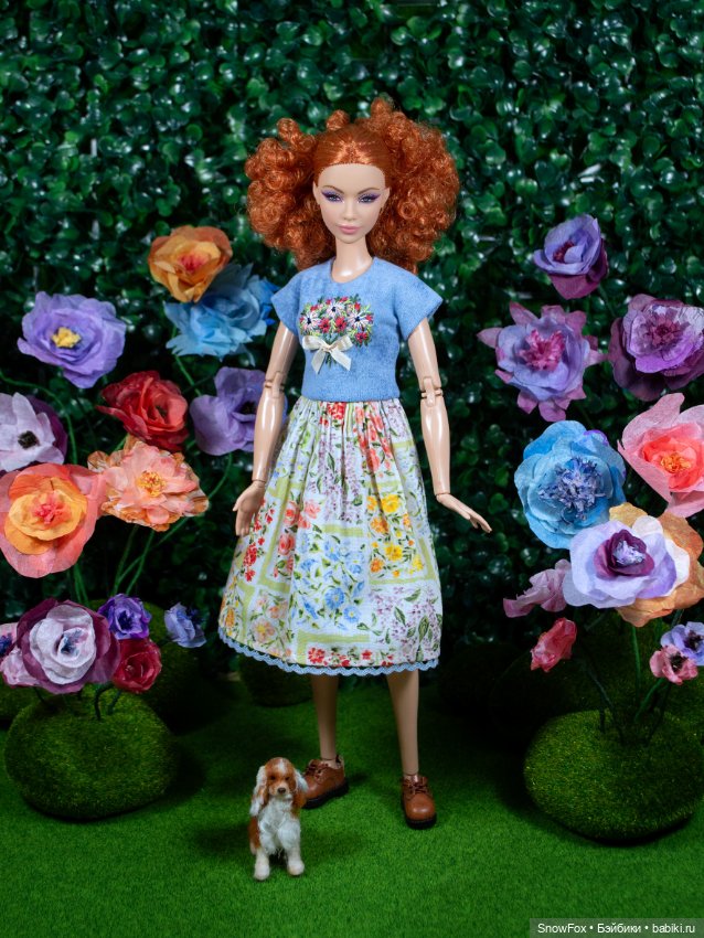 Платье "Букет" с вышивкой для Barbie (стандарт,высокая),bjd