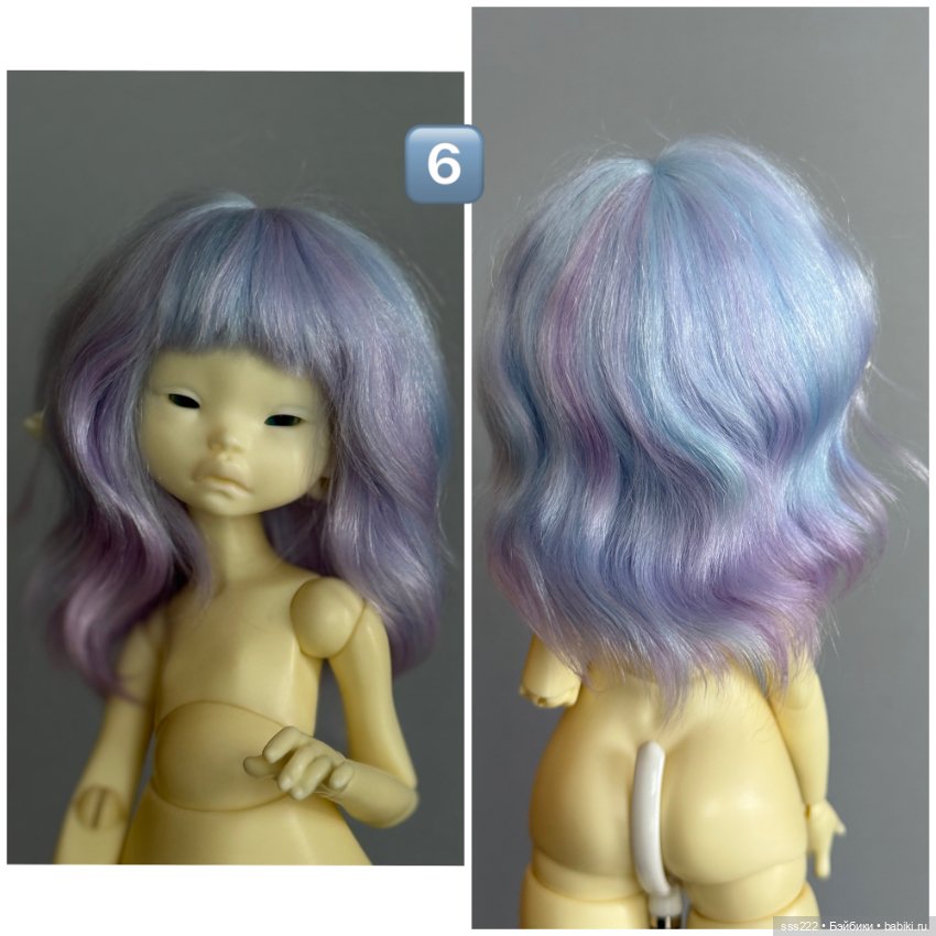 Цветные парики для кукол с размером головы 5-6 (фото 9)