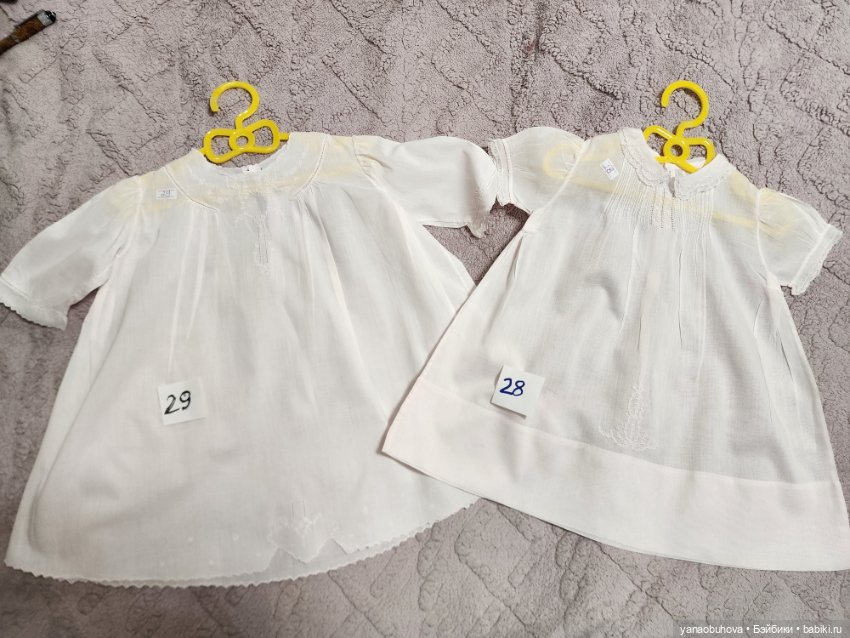 Винтажные платья из тончайшего хлопка с вышивкой для средних и больших кукол