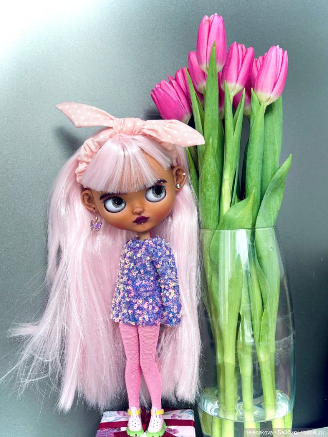 Кукла Блайз кастом розовые волосы