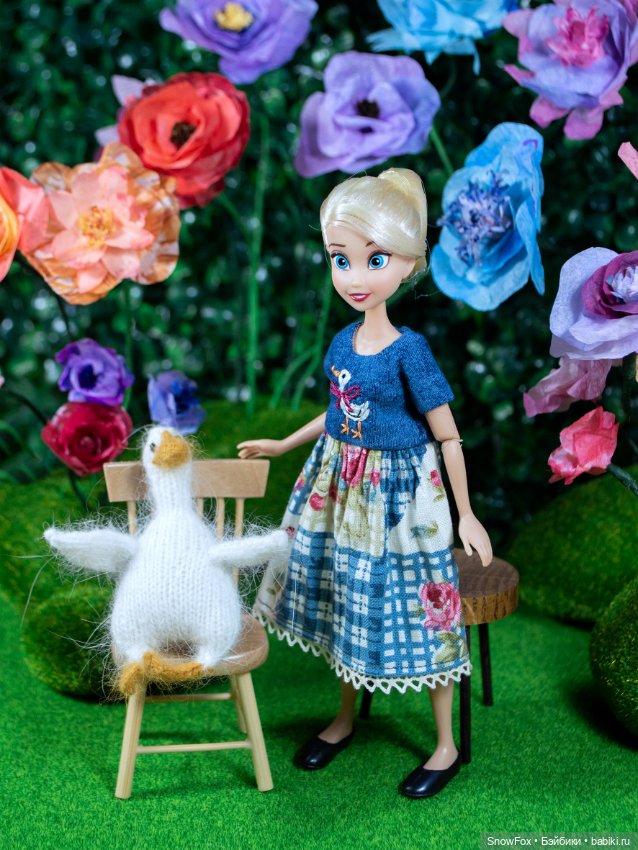 Платье "Гусь" с вышивкой для пижамных принцесс, бжд (фото 3)