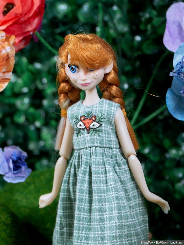 Платье "Лиса" с вышивкой для пижамных принцесс, бжд (фото 3)