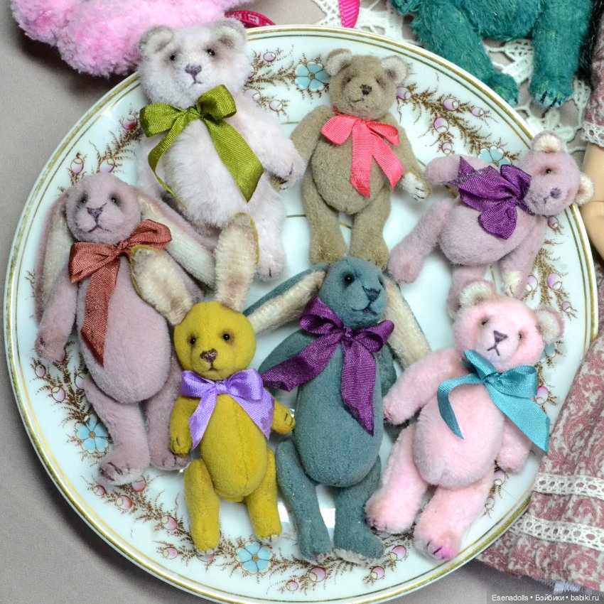 Мишки зайки мини тедди для куклы (фото 2)