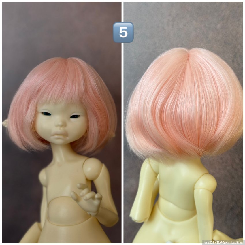 Цветные парики каре для кукол с размером головы 5-6 и 6-7 (фото 7)
