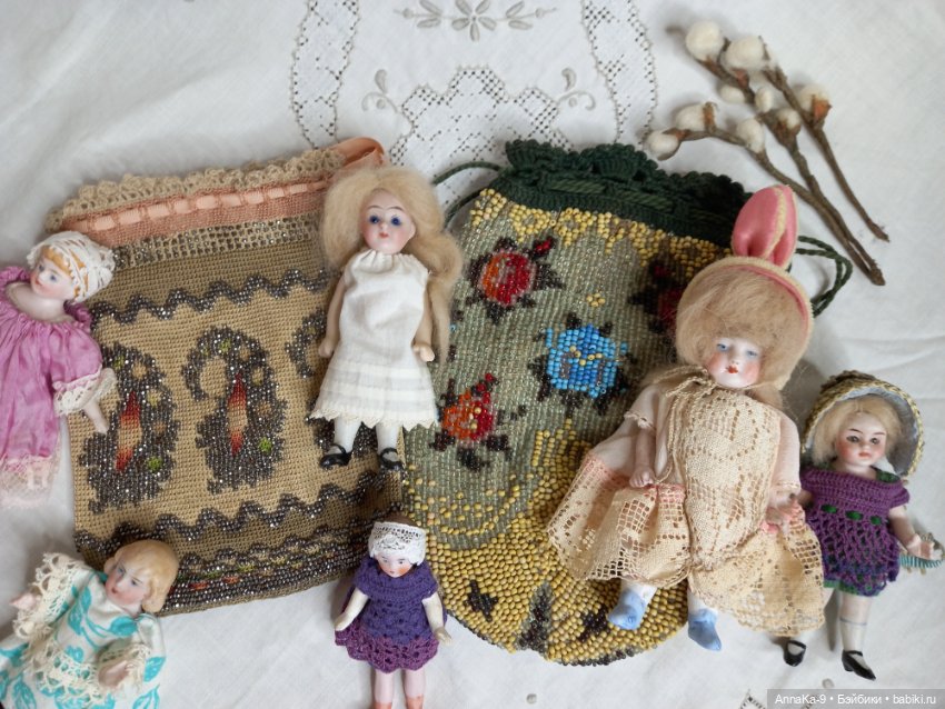 Антикварные сумочки для mignonette и больших куколок