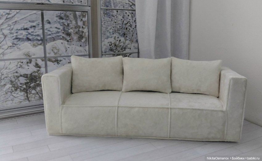 Диван бархат для кукол от 30см до 40см 1:6 (фото 3)