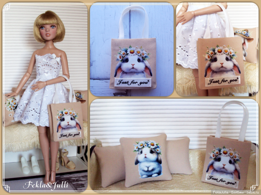 Декоративные кукольные подушки из серии "Зайка в ромашках" (фото 6)