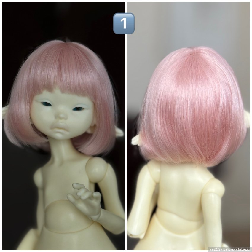 Цветные парики каре для кукол с размером головы 5-6 и 6-7 (фото 3)