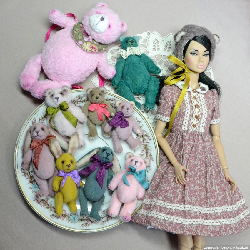 Мишки зайки мини тедди для куклы (фото 3)