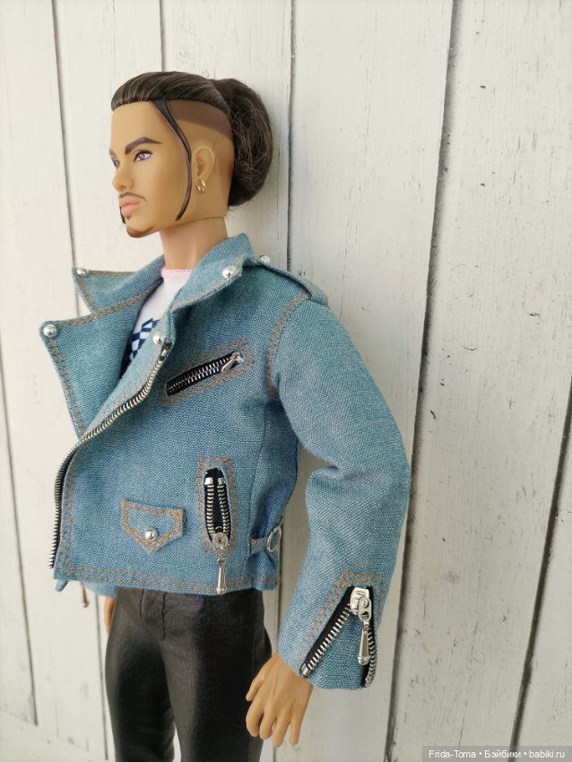 Одежда на парня Интегрити monarch FR homme реалистичная джинсовая куртка косуха (фото 6)