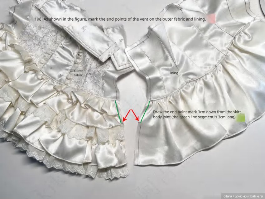 Выкройка для куклы 1/4 BJD платье и перчатки / PDF в натуральную величину / МК с фотоиллюстрациями (фото 7)