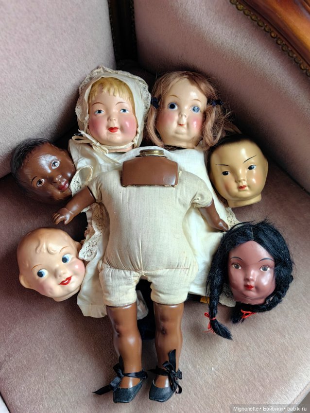 Антикварный набор Кукла с 6 головами Famlee Doll