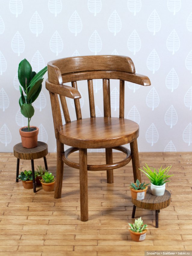 Деревянное кресло "Фиалка" для кукол 1:6 (barbie,Integrity toys,momoko,bjd) (фото 2)