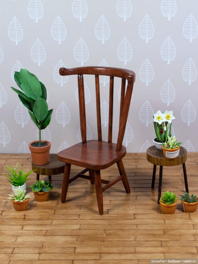 Стул из натурального дерева для небольших кукол (пижамные принцессы, бжд,блайнд боксы) (фото 2)