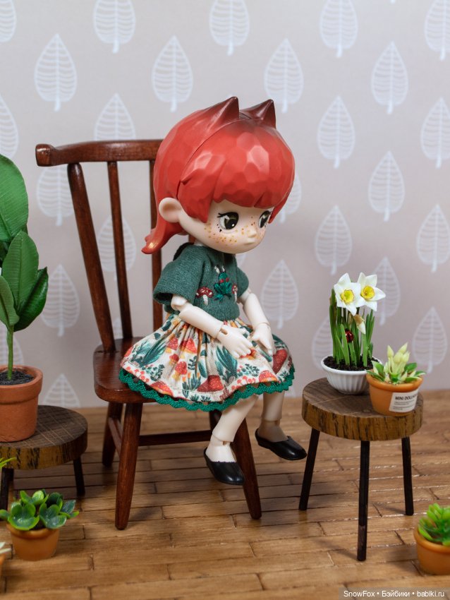 Стул из натурального дерева для небольших кукол (пижамные принцессы, бжд,блайнд боксы) (фото 5)