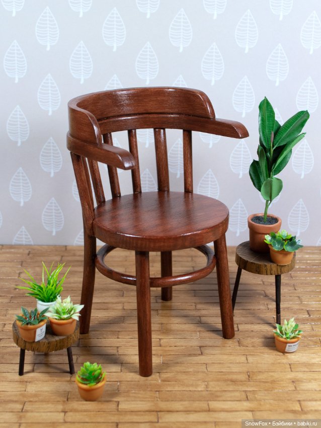 Деревянное кресло "Фиалка" для кукол 1:6 (barbie,Integrity toys,momoko,bjd)