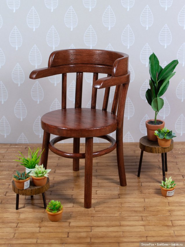 Деревянное кресло "Фиалка" для кукол 1:6 (barbie,Integrity toys,momoko,bjd) (фото 2)