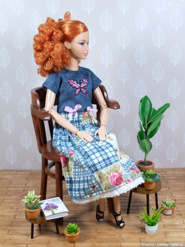 Деревянное кресло "Фиалка" для кукол 1:6 (barbie,Integrity toys,momoko,bjd) (фото 4)