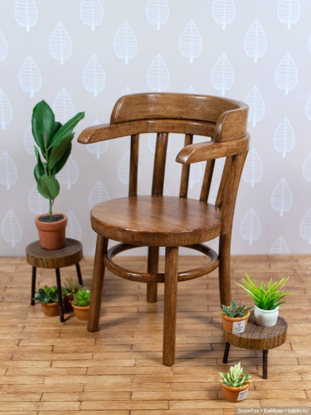 Деревянное кресло "Фиалка" для кукол 1:6 (barbie,Integrity toys,momoko,bjd)